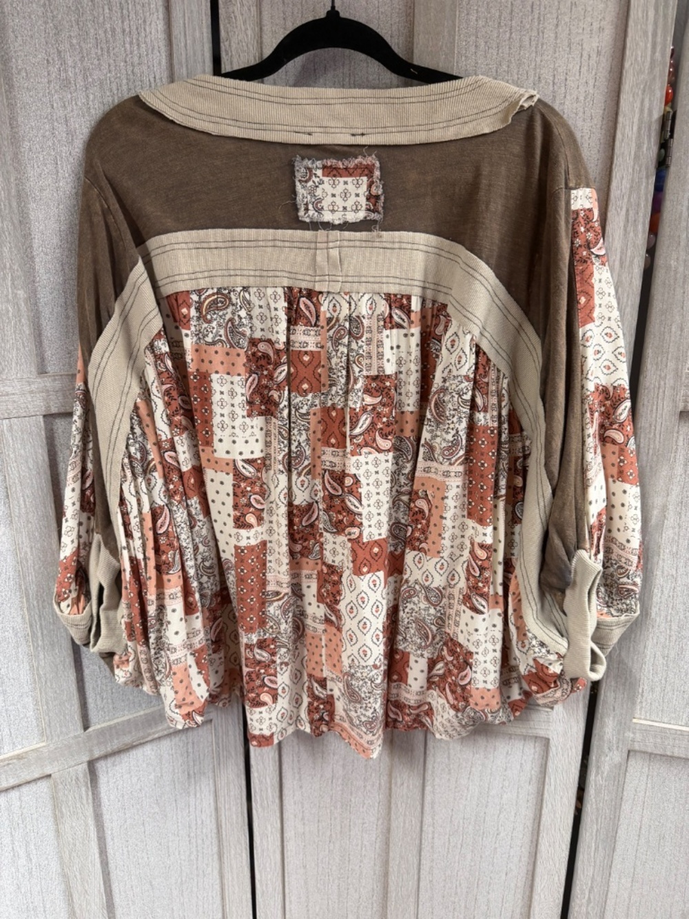 OLI & HALI Washed Rib Crossed Patchwork Top - Picture 3 of 4